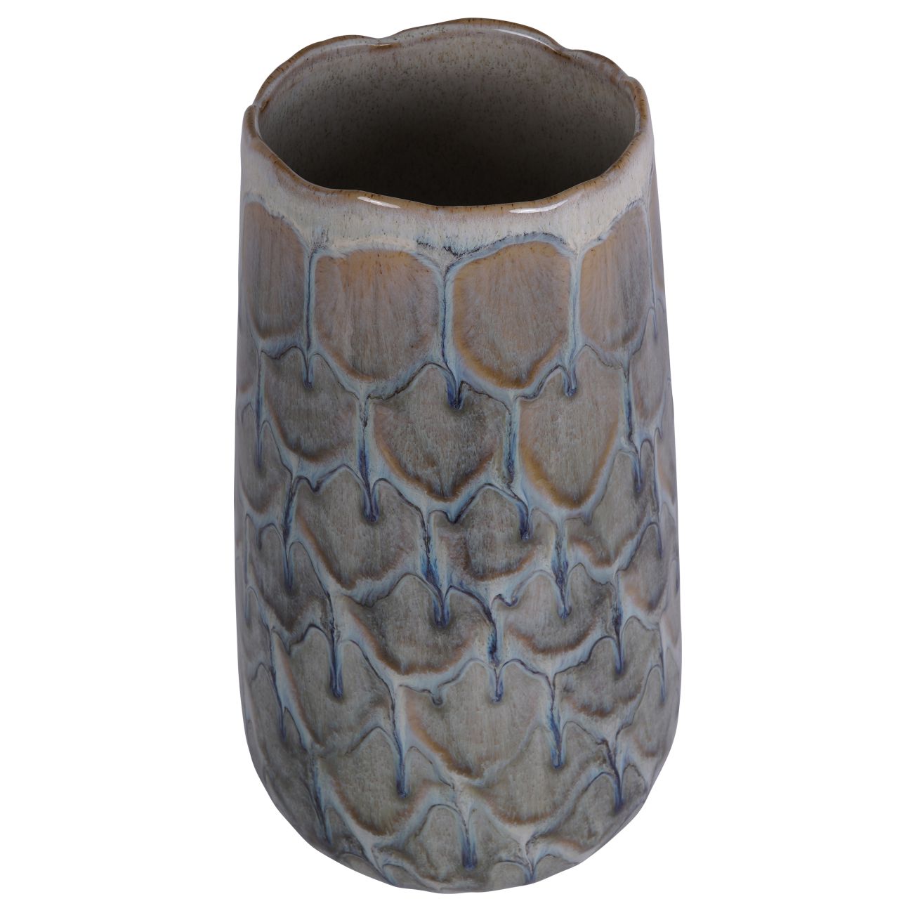 Armadillo Azure Blue & Taupe Ceramic Vase